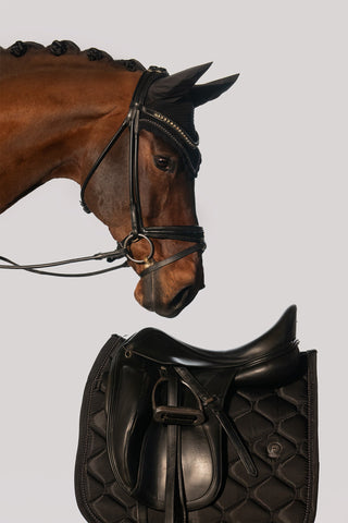 High Gloss Pearl Dressur Schabracke Platinum-25 Schwarz