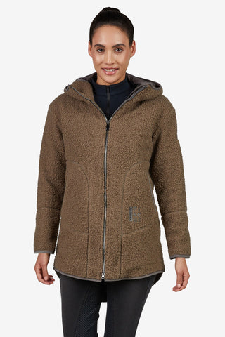 Płaszcz z tkaniny teddy fleece Greige