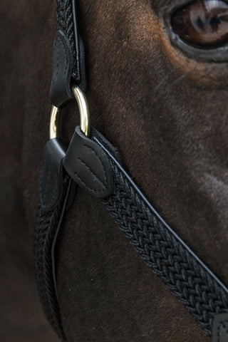 Gevlochten Nylon Lederen Halster Zwart