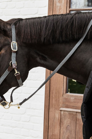 Flätat Lädergrimskaft Grå