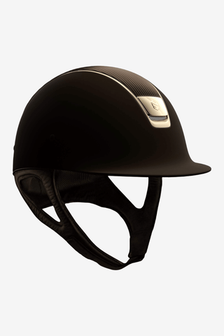 Samshield Shadowmatt Leather Top Guld Blazon Glossy Ivory Trim Dressage